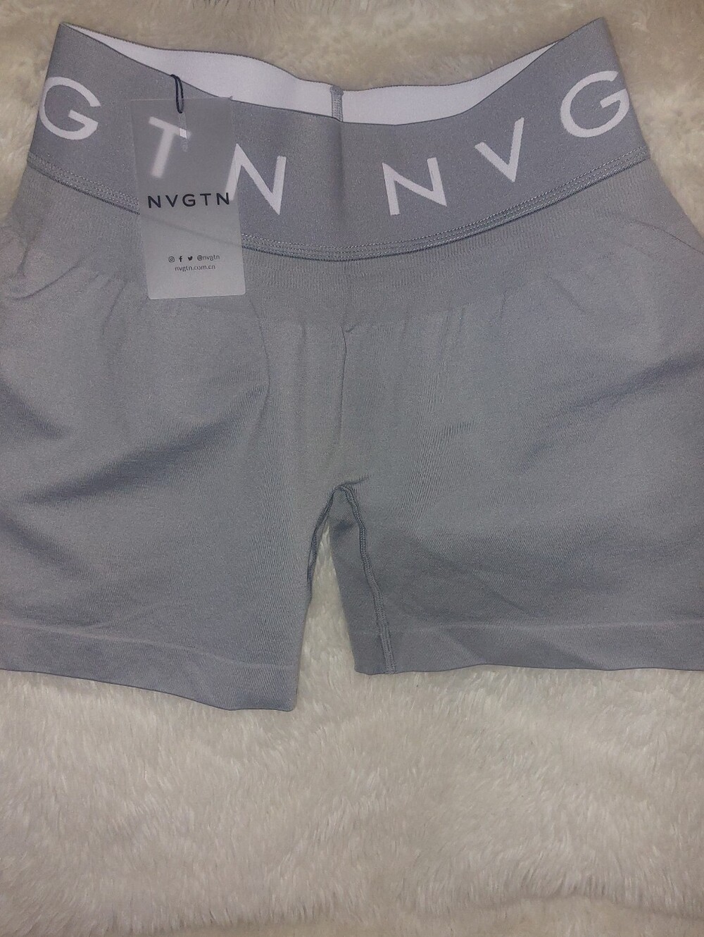 NVGTN Gray High-Waist Bike Shorts with Branded Waistband